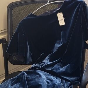 Brooks Brothers Dark Blue Velvet Floor Length Dress